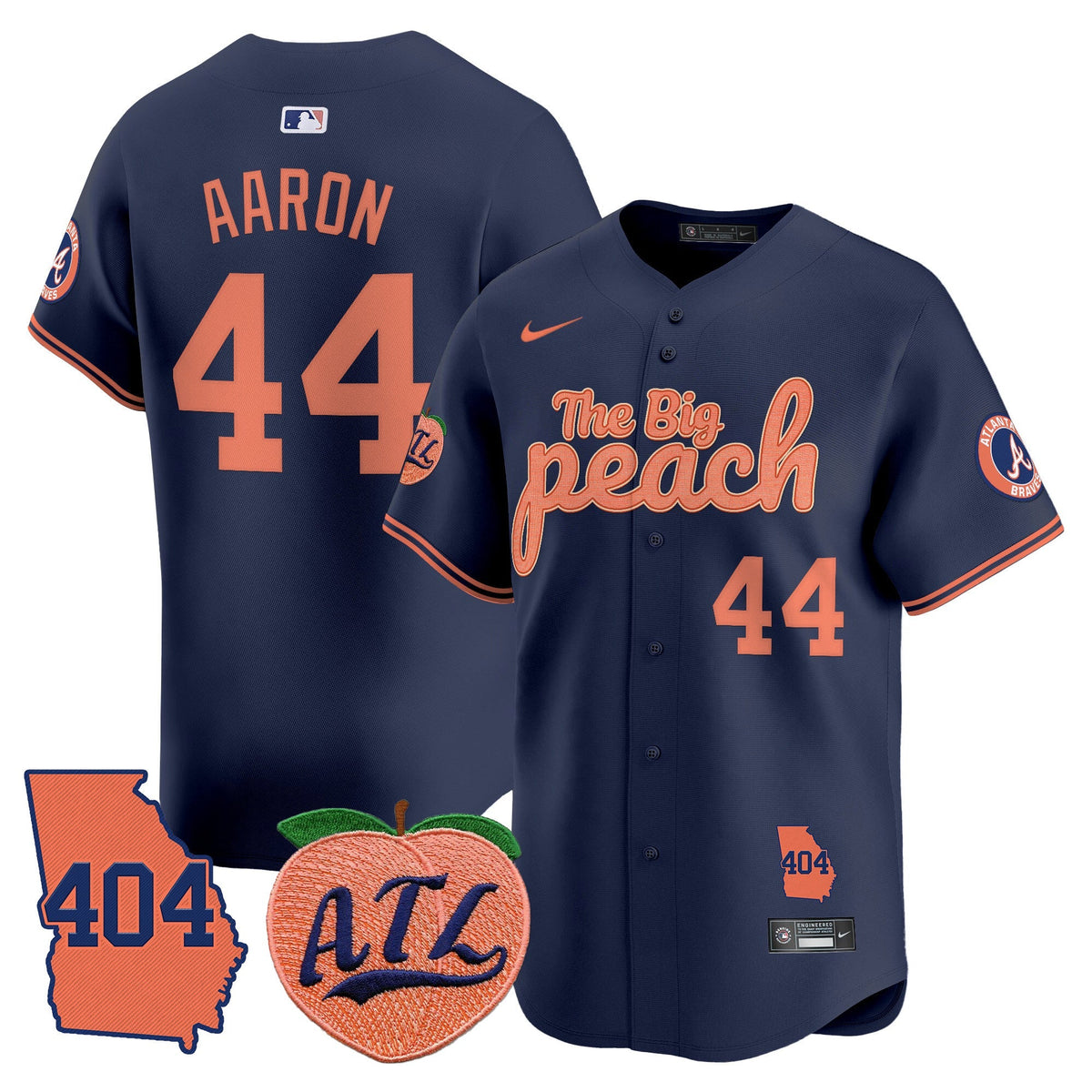 Men's Atlanta Braves 404 & The Big Peach Vapor Premier Limited Jersey - All Stitched