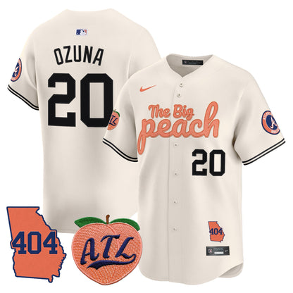 Men's Atlanta Braves 404 & The Big Peach Vapor Premier Limited Jersey - All Stitched
