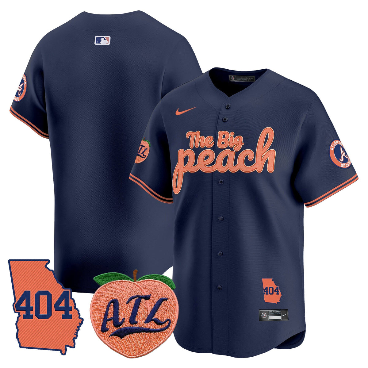 Men's Atlanta Braves 404 & The Big Peach Vapor Premier Limited Jersey - All Stitched