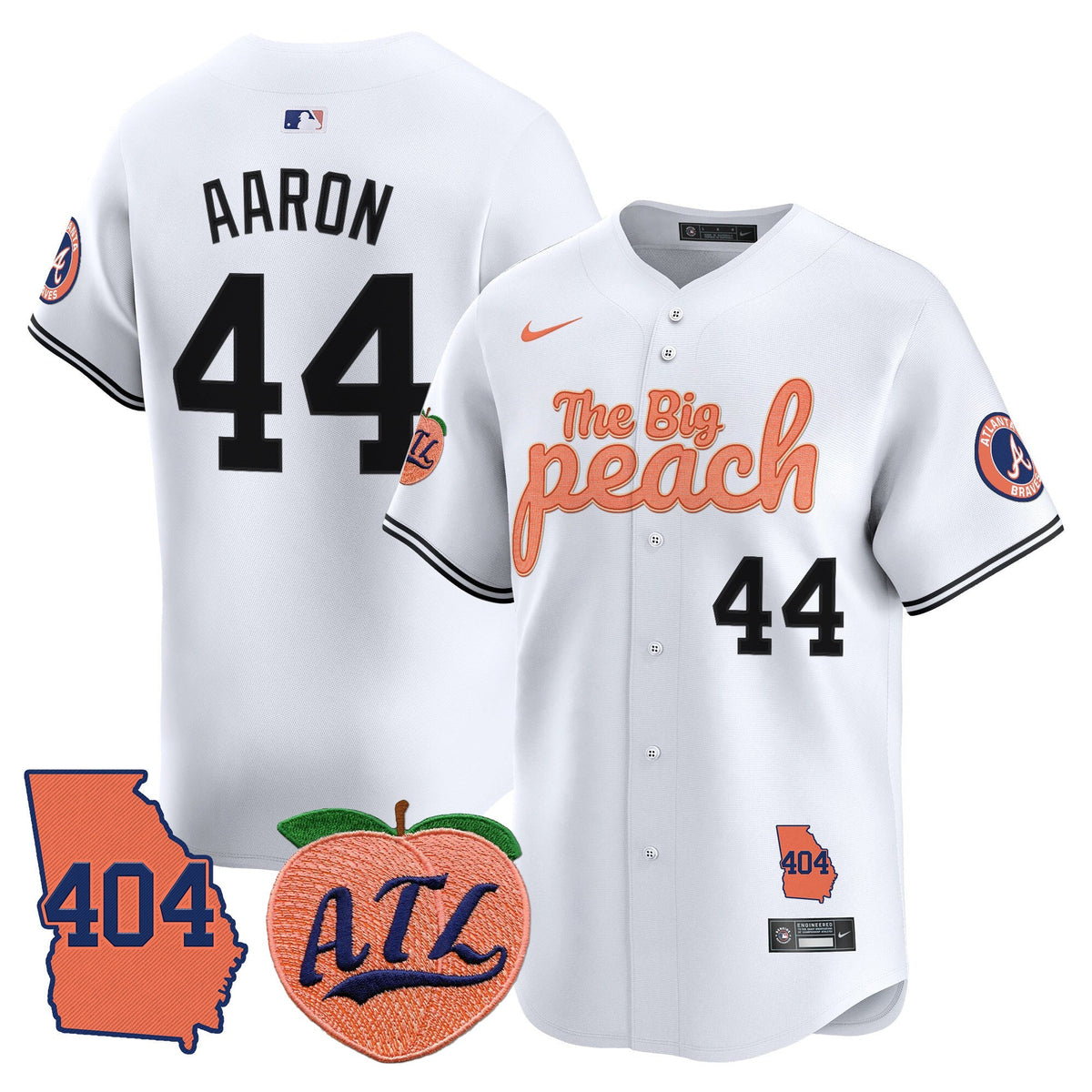 Men's Atlanta Braves 404 & The Big Peach Vapor Premier Limited Jersey - All Stitched