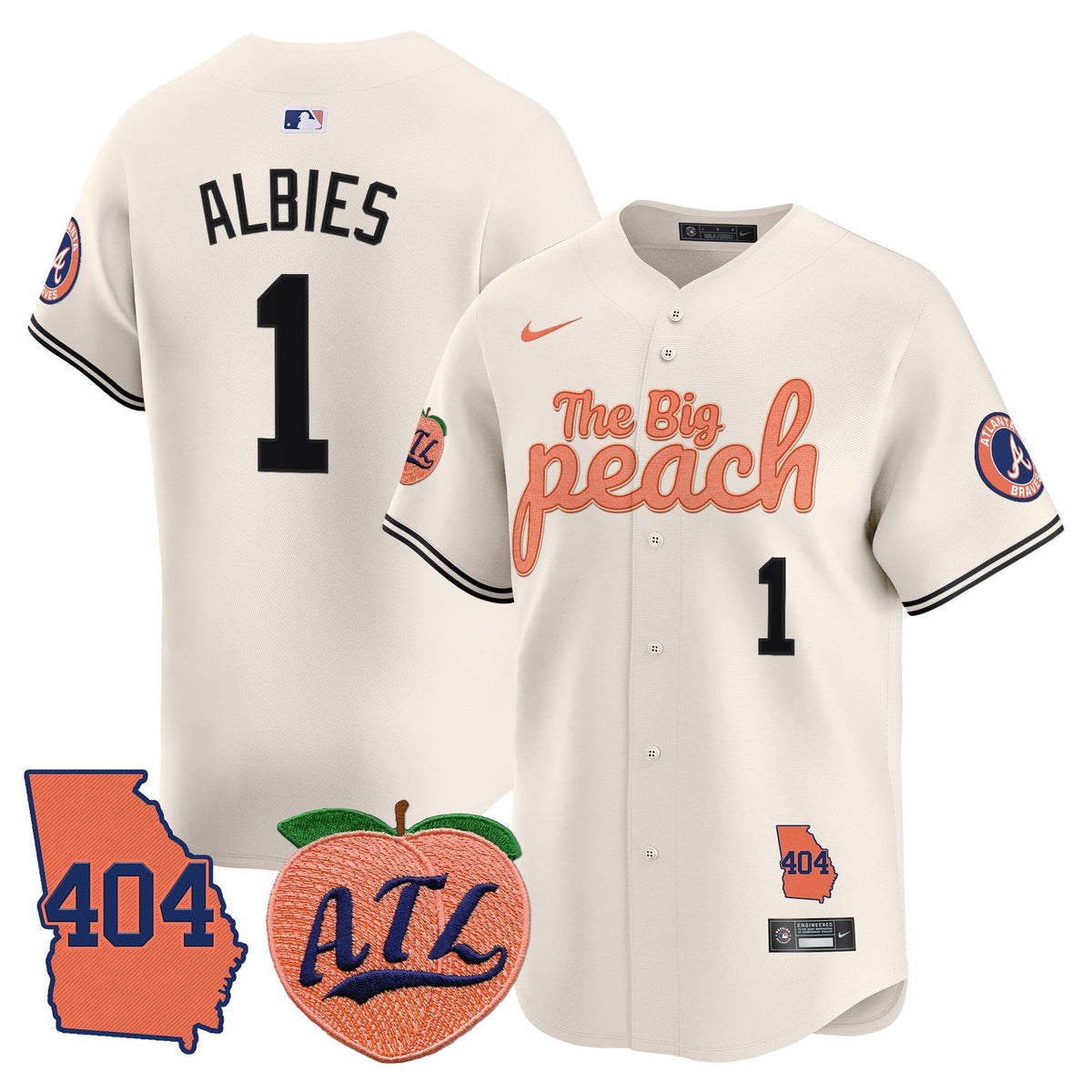 Men's Atlanta Braves 404 & The Big Peach Vapor Premier Limited Jersey - All Stitched