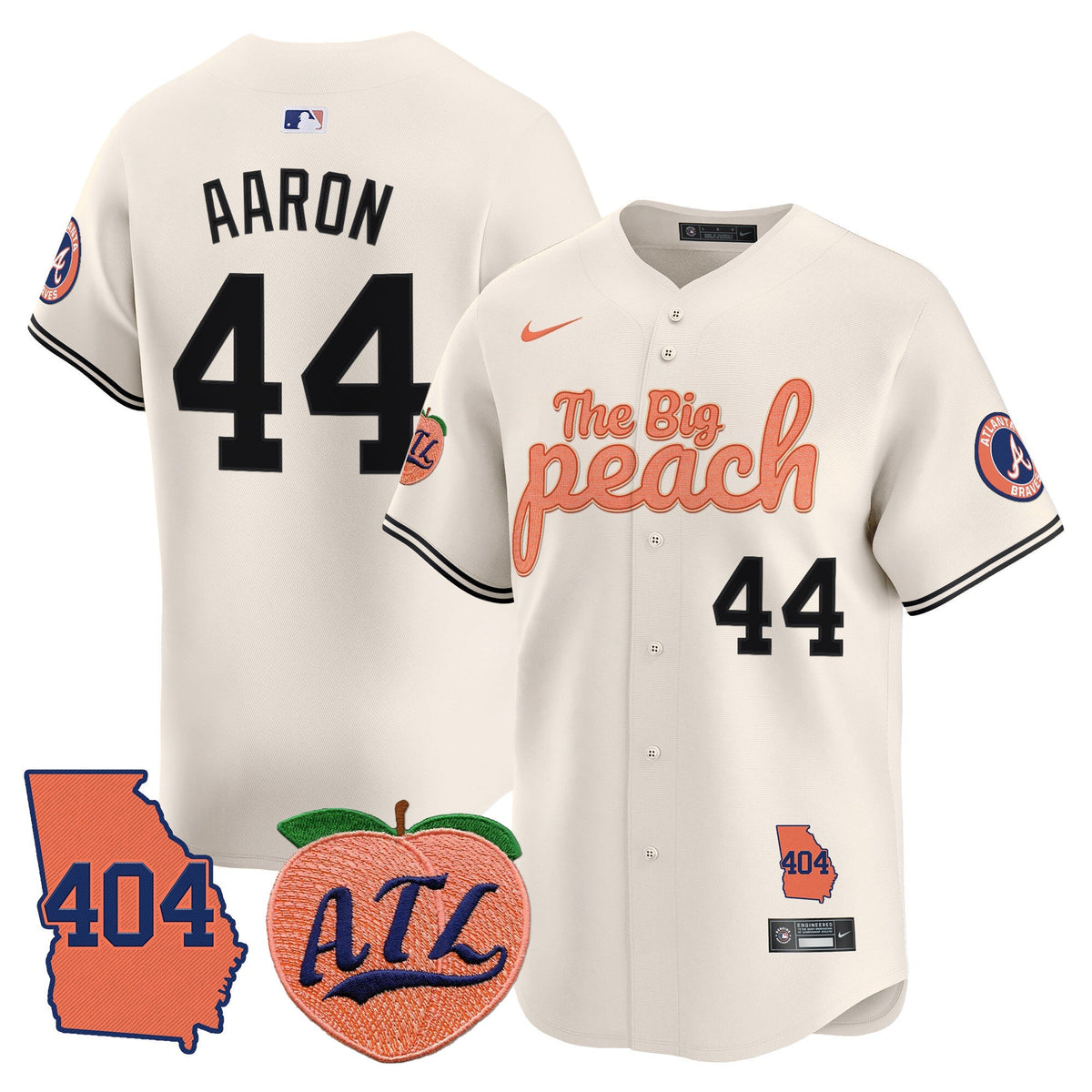 Men's Atlanta Braves 404 & The Big Peach Vapor Premier Limited Jersey - All Stitched