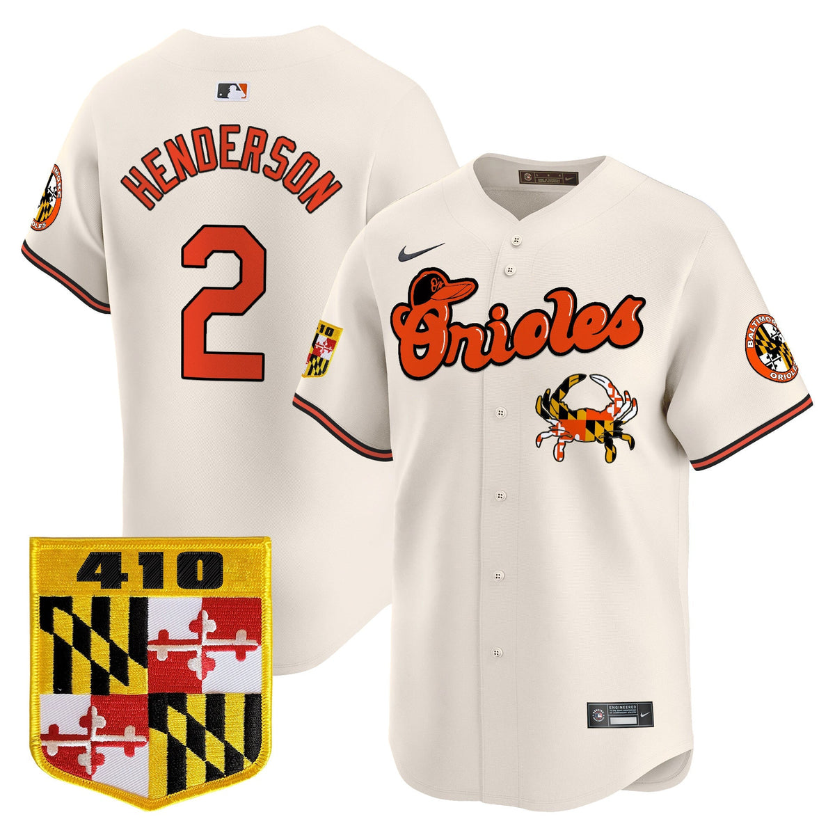 Baltimore Orioles 410 & Chesapeake Crab Patch Vapor Premier Limited Jersey - All Stitched