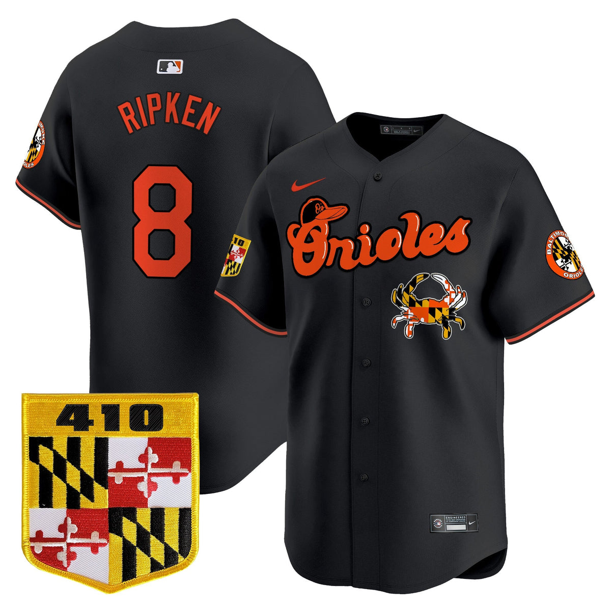 Baltimore Orioles 410 & Chesapeake Crab Patch Vapor Premier Limited Jersey - All Stitched