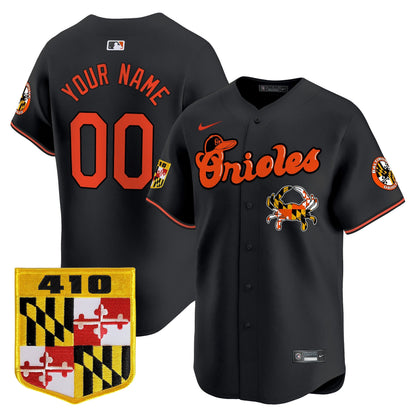 Baltimore Orioles 410 & Chesapeake Crab Patch Vapor Premier Limited Custom Jersey - All Stitched