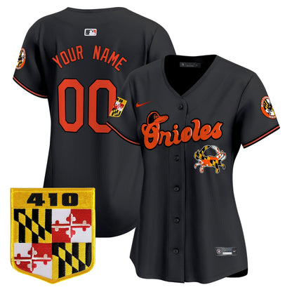 Baltimore Orioles 410 & Chesapeake Crab Patch Vapor Premier Limited Custom Jersey - All Stitched