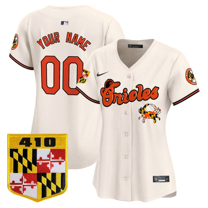 Baltimore Orioles 410 & Chesapeake Crab Patch Vapor Premier Limited Custom Jersey - All Stitched