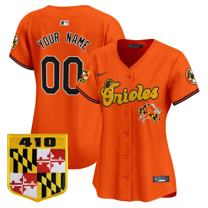 Baltimore Orioles 410 & Chesapeake Crab Patch Vapor Premier Limited Custom Jersey - All Stitched