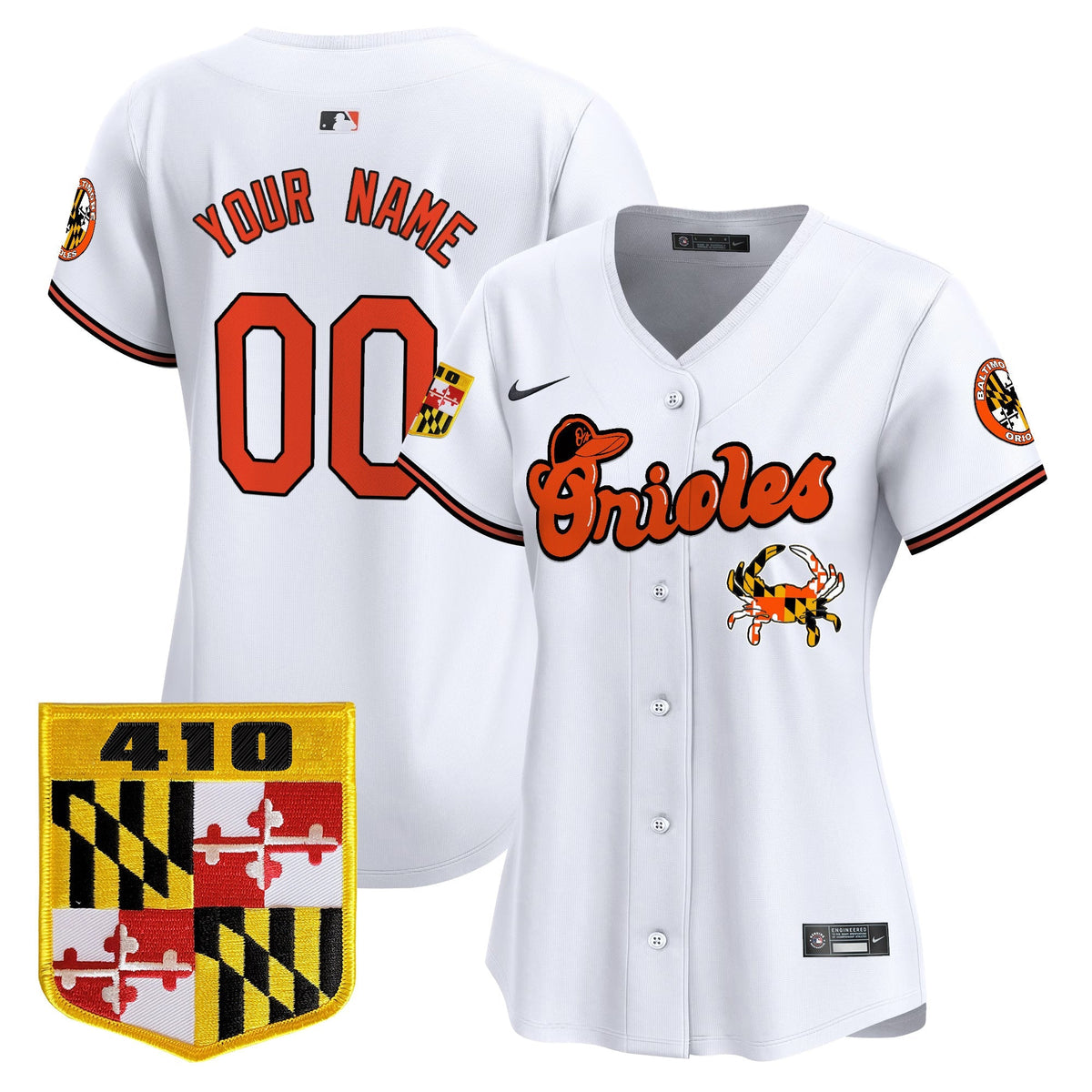 Baltimore Orioles 410 & Chesapeake Crab Patch Vapor Premier Limited Custom Jersey - All Stitched