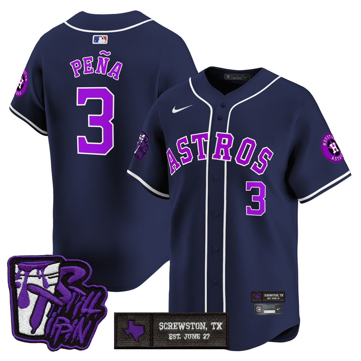 Men's Houston Astros DJ Screw Still Tippin Purple Patch Vapor Premier Limited Jersey - All Stitched