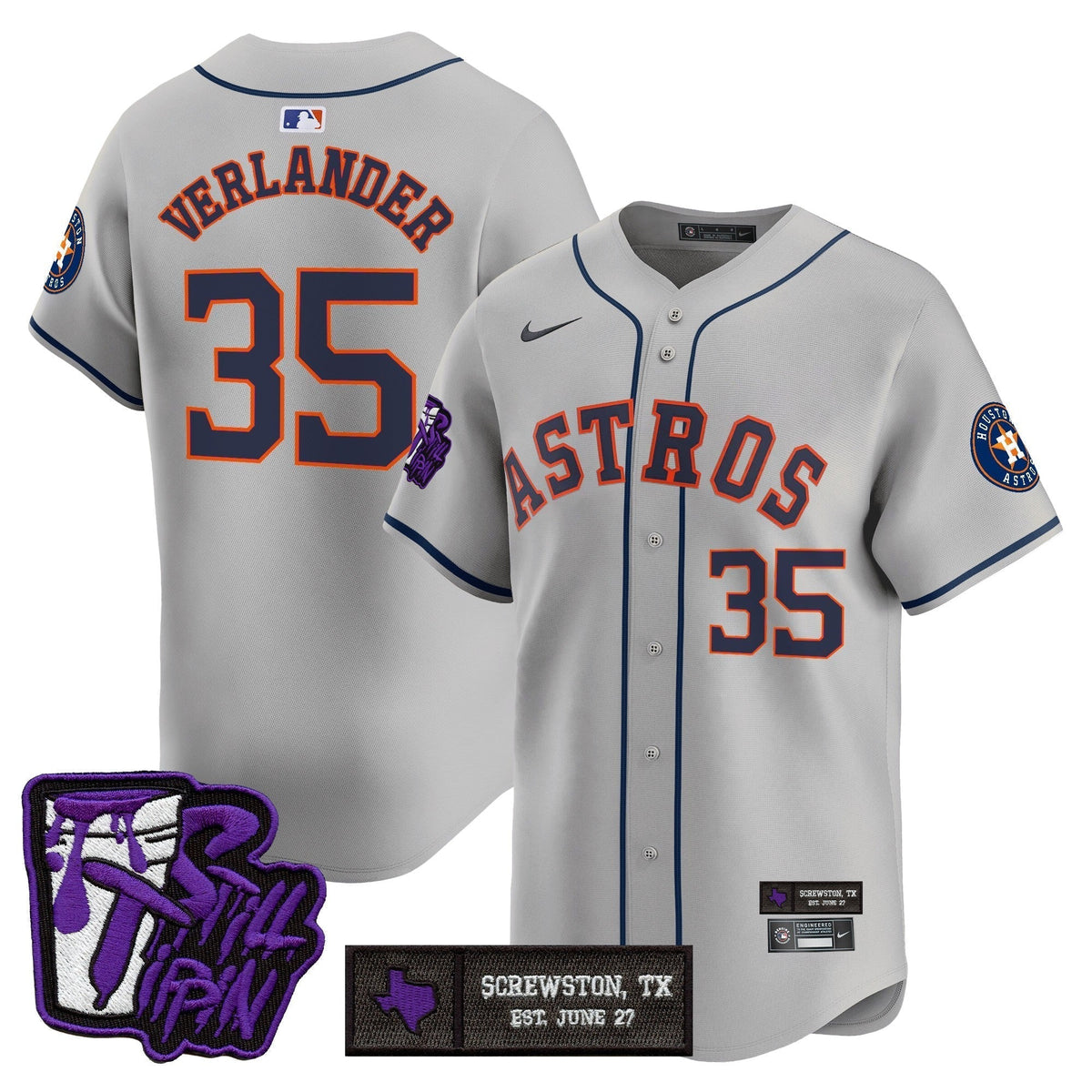Men's Houston Astros DJ Screw Still Tippin Purple Patch Vapor Premier Limited Jersey - All Stitched