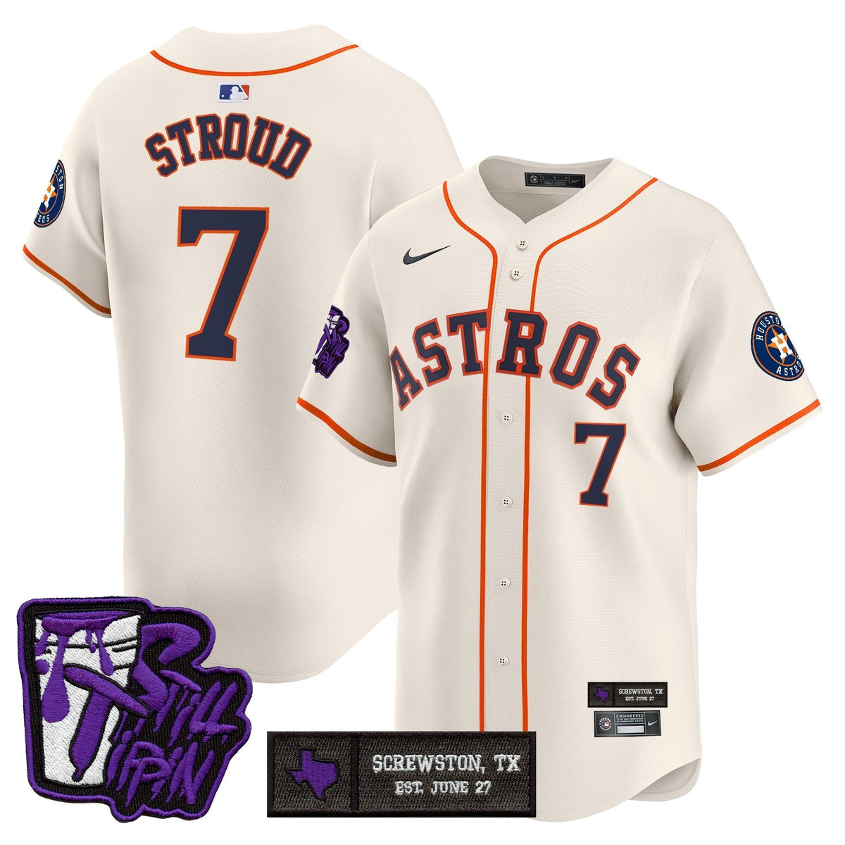 Men's Houston Astros DJ Screw Still Tippin Purple Patch Vapor Premier Limited Jersey - All Stitched