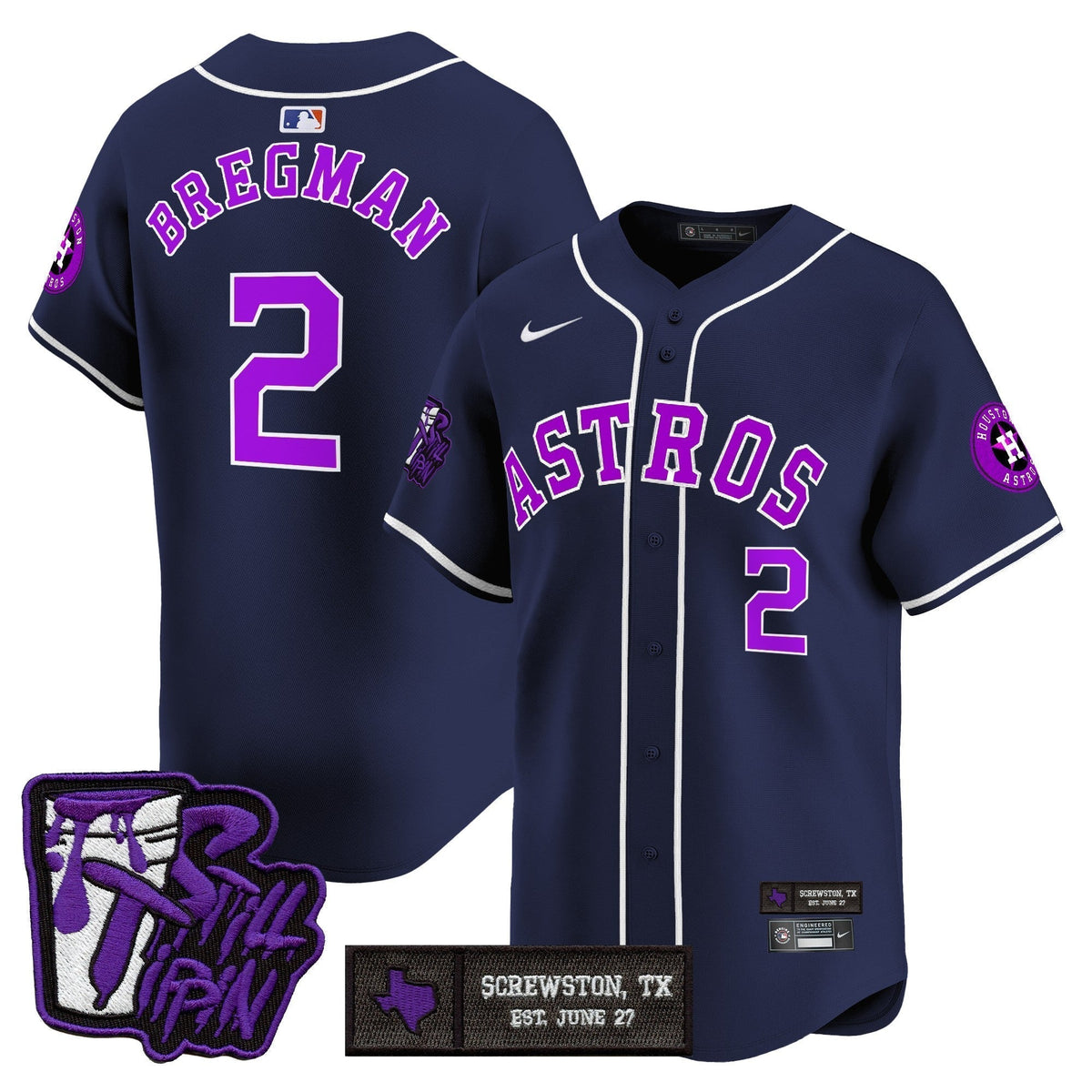 Men's Houston Astros DJ Screw Still Tippin Purple Patch Vapor Premier Limited Jersey - All Stitched
