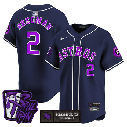 Men's Houston Astros DJ Screw Still Tippin Purple Patch Vapor Premier Limited Jersey - All Stitched