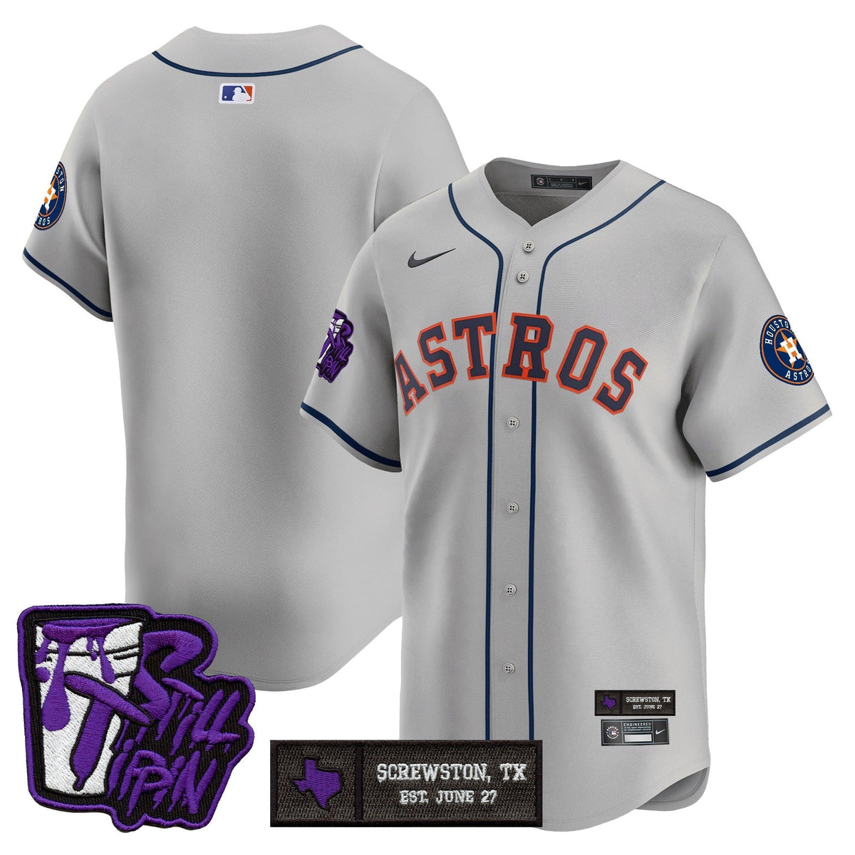 Men's Houston Astros DJ Screw Still Tippin Purple Patch Vapor Premier Limited Jersey - All Stitched