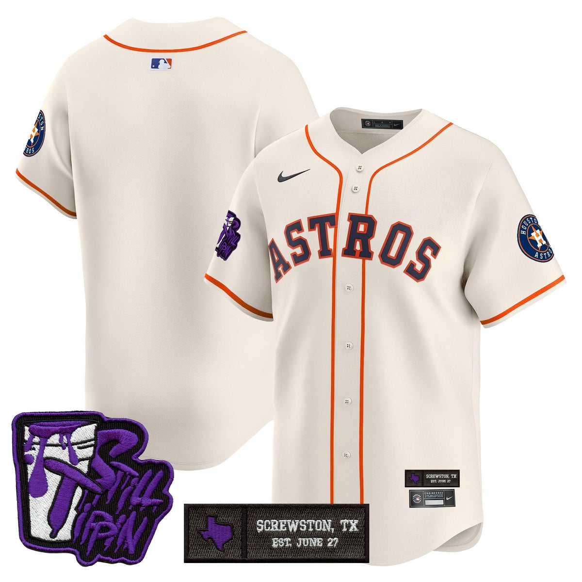 Men's Houston Astros DJ Screw Still Tippin Purple Patch Vapor Premier Limited Jersey - All Stitched