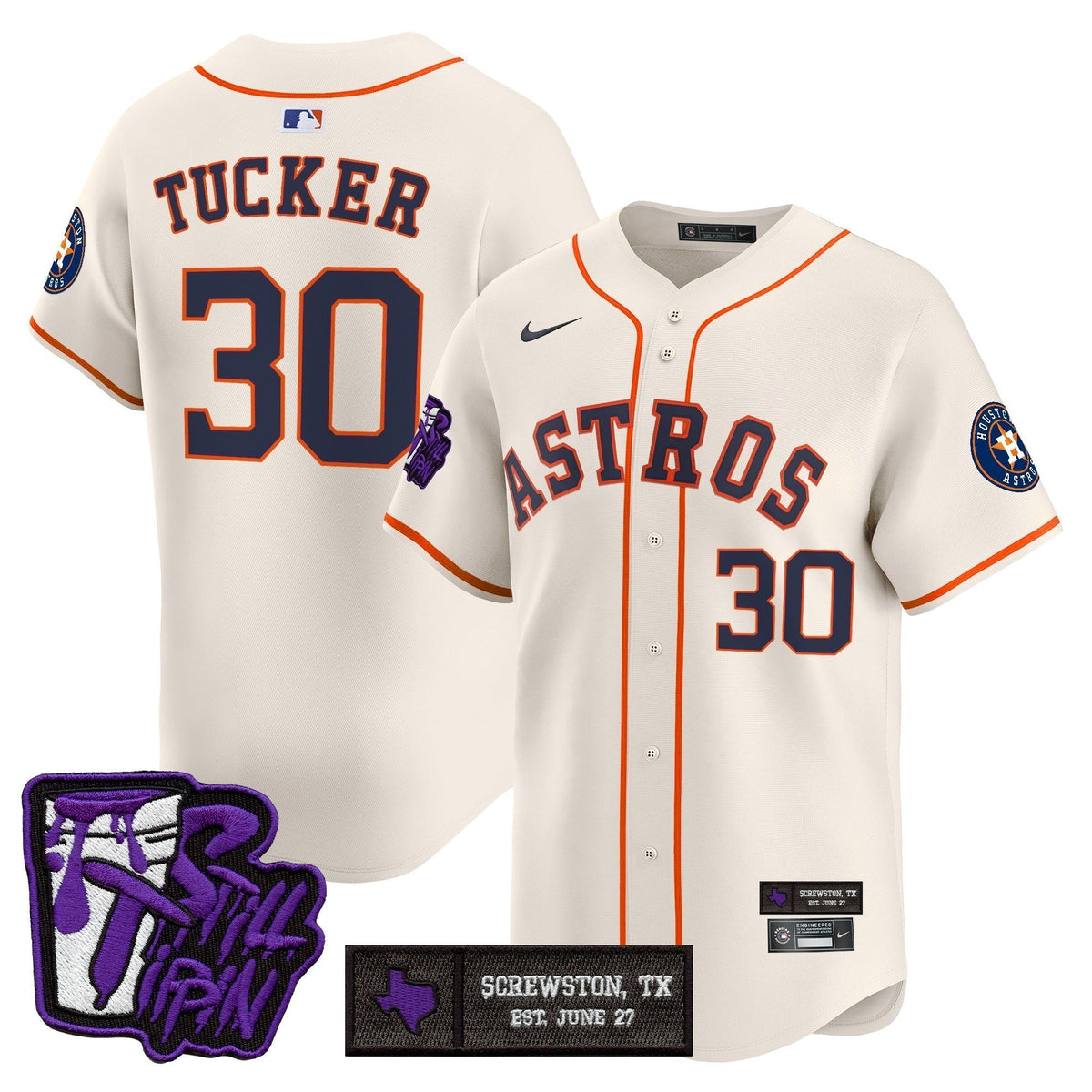 Men's Houston Astros DJ Screw Still Tippin Purple Patch Vapor Premier Limited Jersey - All Stitched