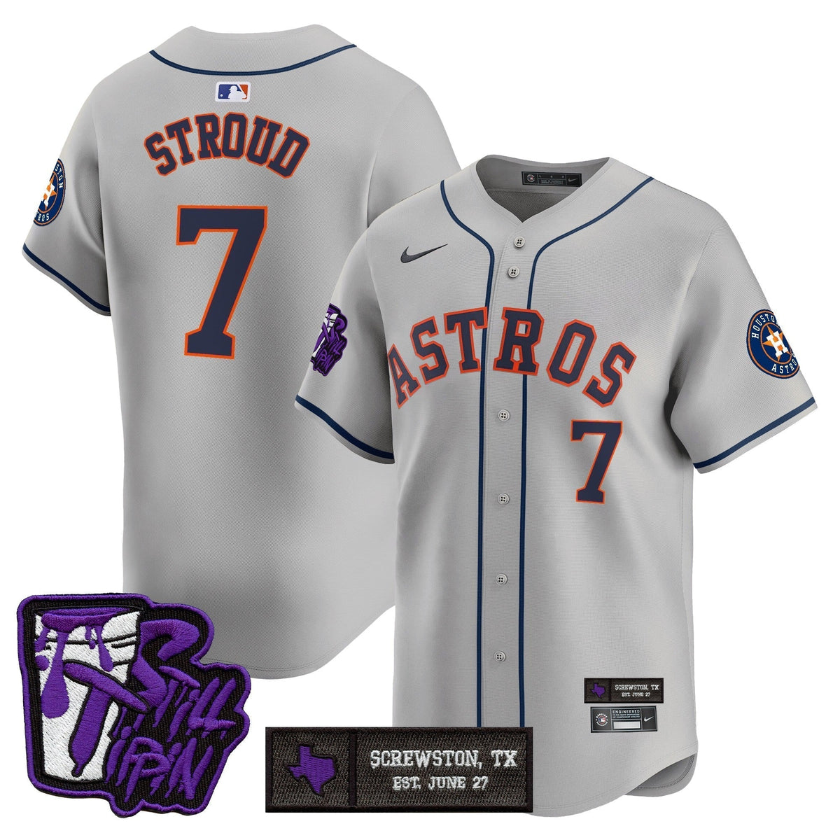 Men's Houston Astros DJ Screw Still Tippin Purple Patch Vapor Premier Limited Jersey - All Stitched