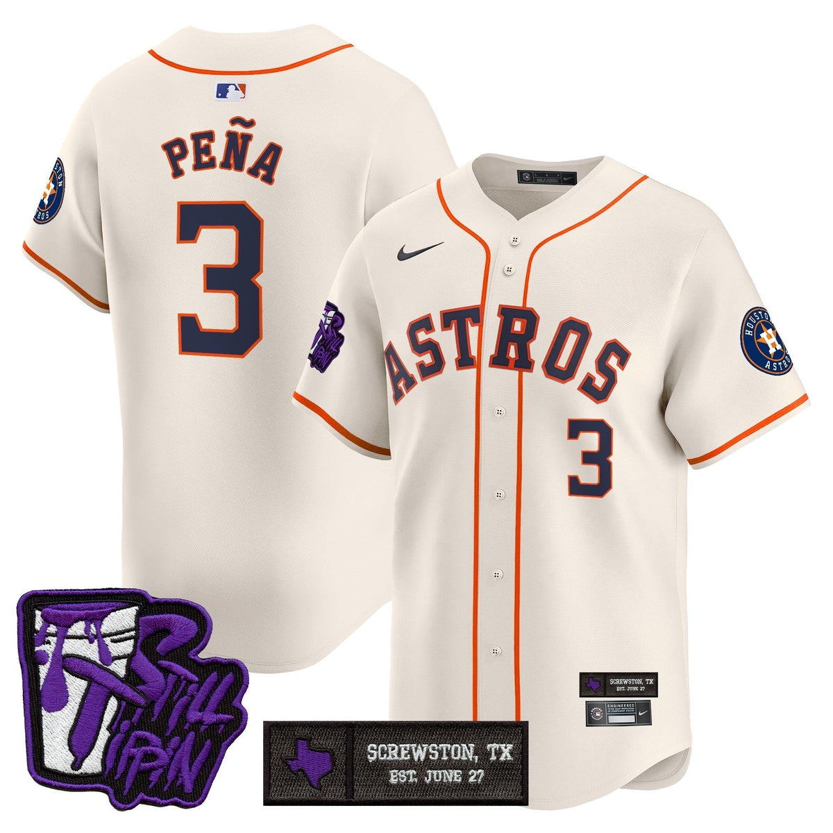 Men's Houston Astros DJ Screw Still Tippin Purple Patch Vapor Premier Limited Jersey - All Stitched