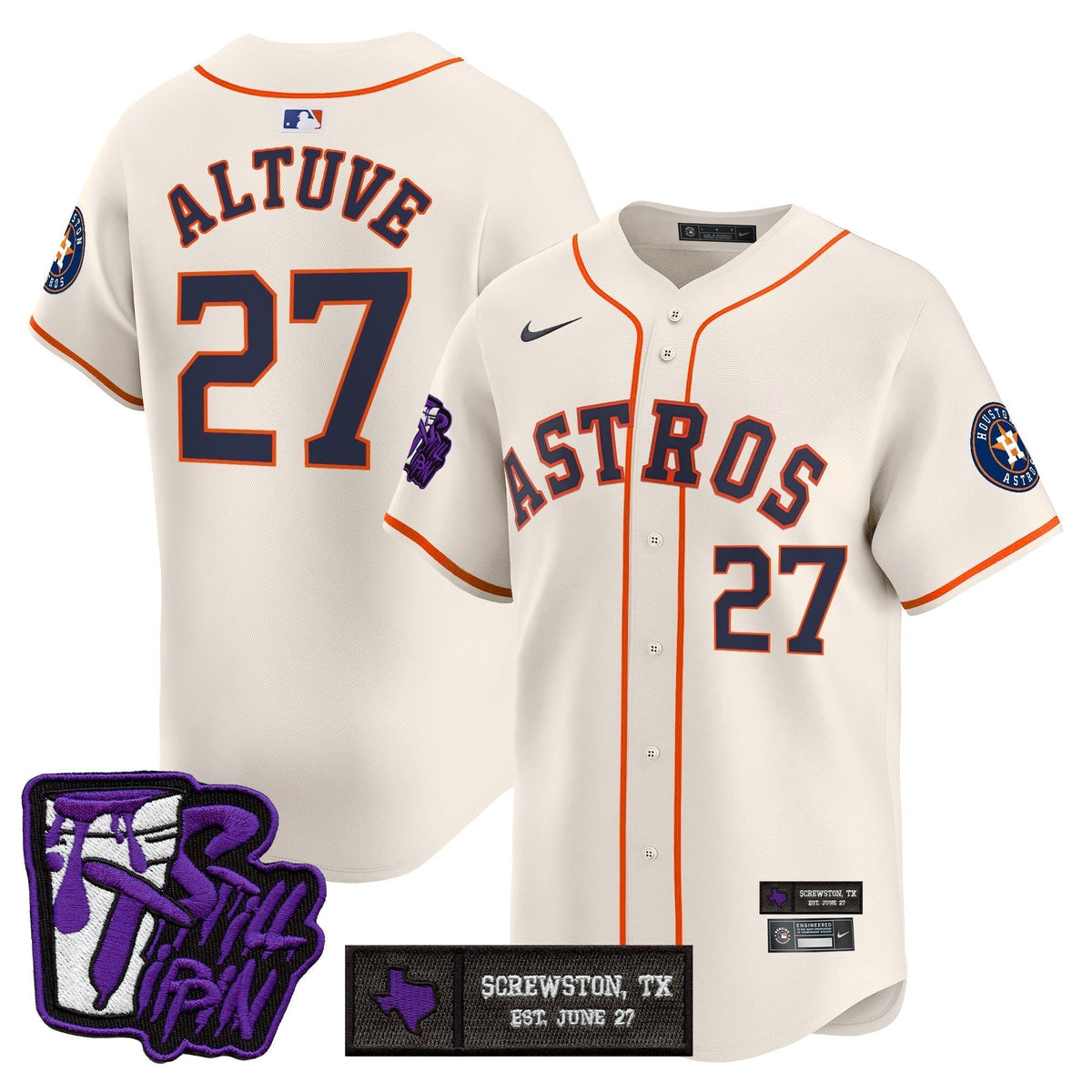 Men's Houston Astros DJ Screw Still Tippin Purple Patch Vapor Premier Limited Jersey - All Stitched
