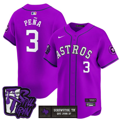 Men's Houston Astros DJ Screw Still Tippin Purple Patch Vapor Premier Limited Jersey - All Stitched