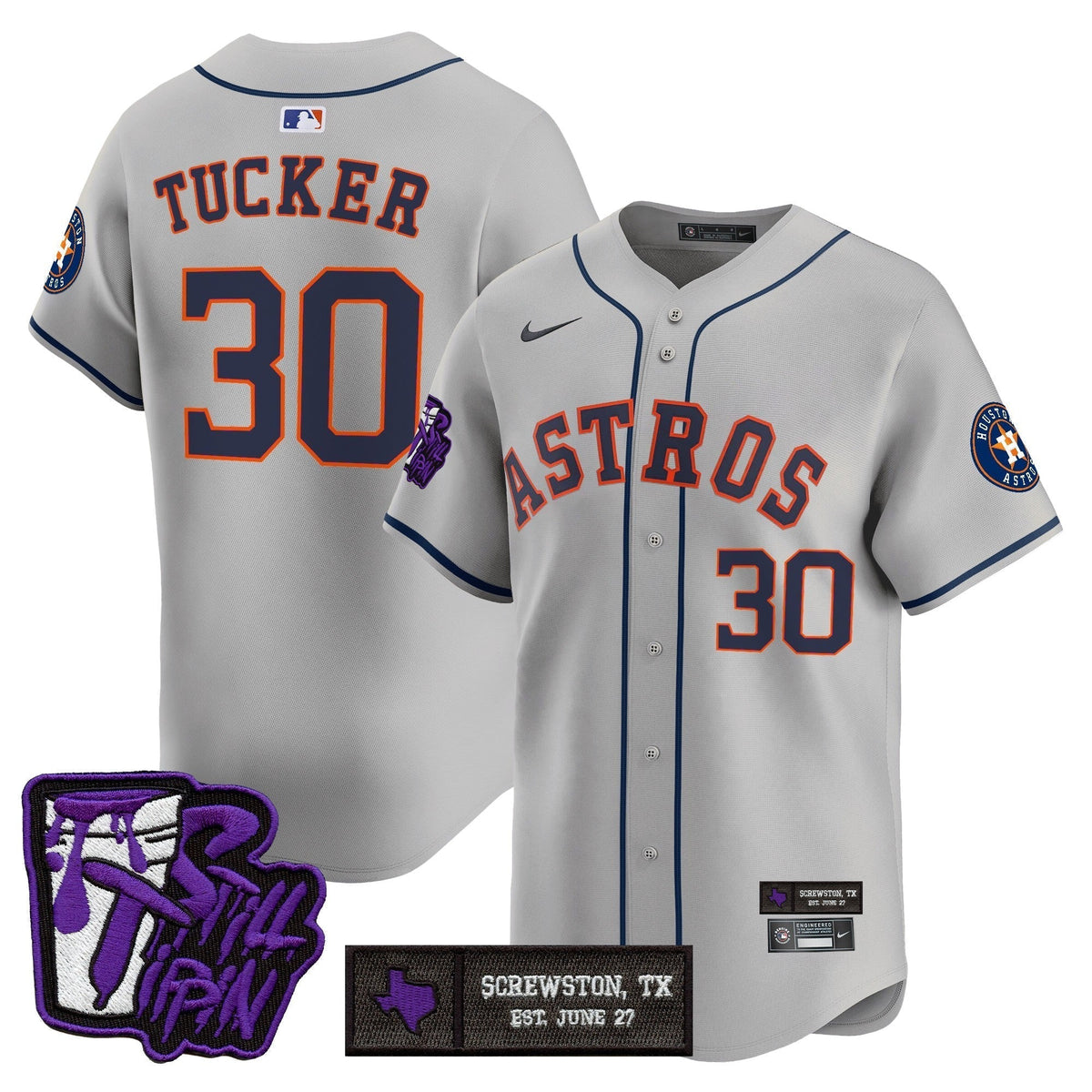 Men's Houston Astros DJ Screw Still Tippin Purple Patch Vapor Premier Limited Jersey - All Stitched