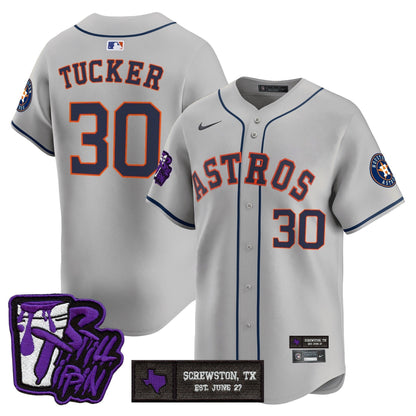 Men's Houston Astros DJ Screw Still Tippin Purple Patch Vapor Premier Limited Jersey - All Stitched