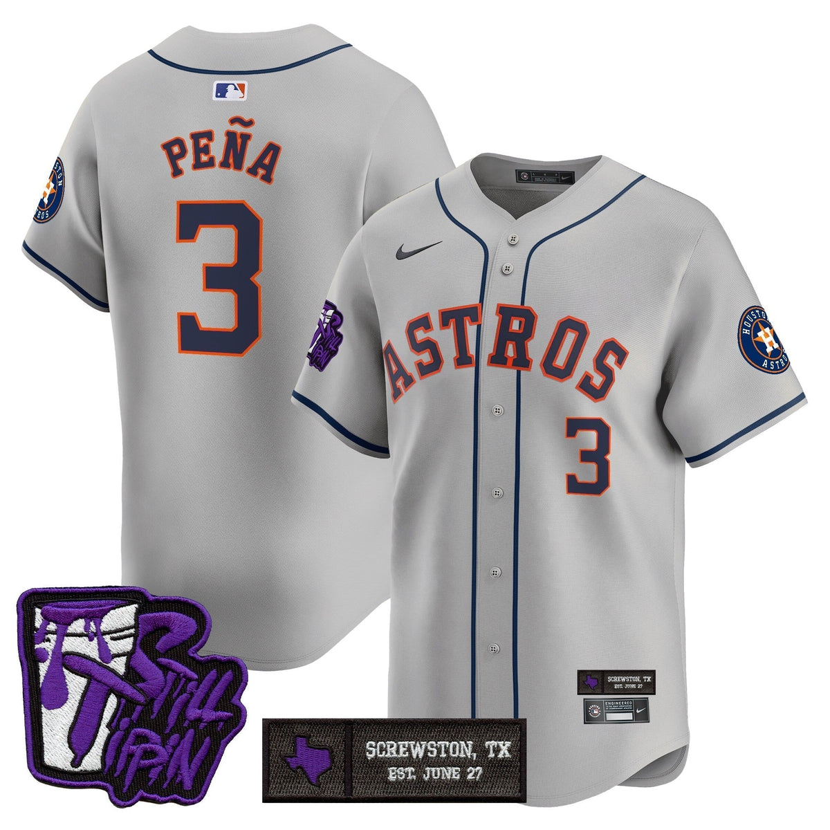 Men's Houston Astros DJ Screw Still Tippin Purple Patch Vapor Premier Limited Jersey - All Stitched