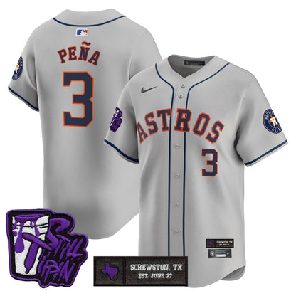 Men's Houston Astros DJ Screw Still Tippin Purple Patch Vapor Premier Limited Jersey - All Stitched
