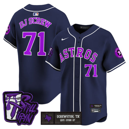 Men's Houston Astros DJ Screw Still Tippin Purple Patch Vapor Premier Limited Jersey - All Stitched