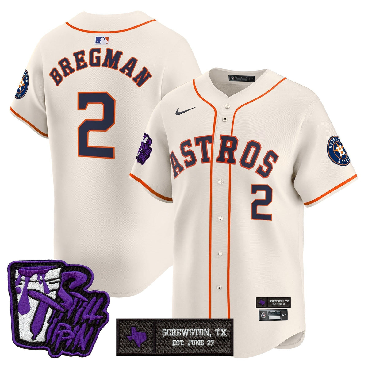 Men's Houston Astros DJ Screw Still Tippin Purple Patch Vapor Premier Limited Jersey - All Stitched