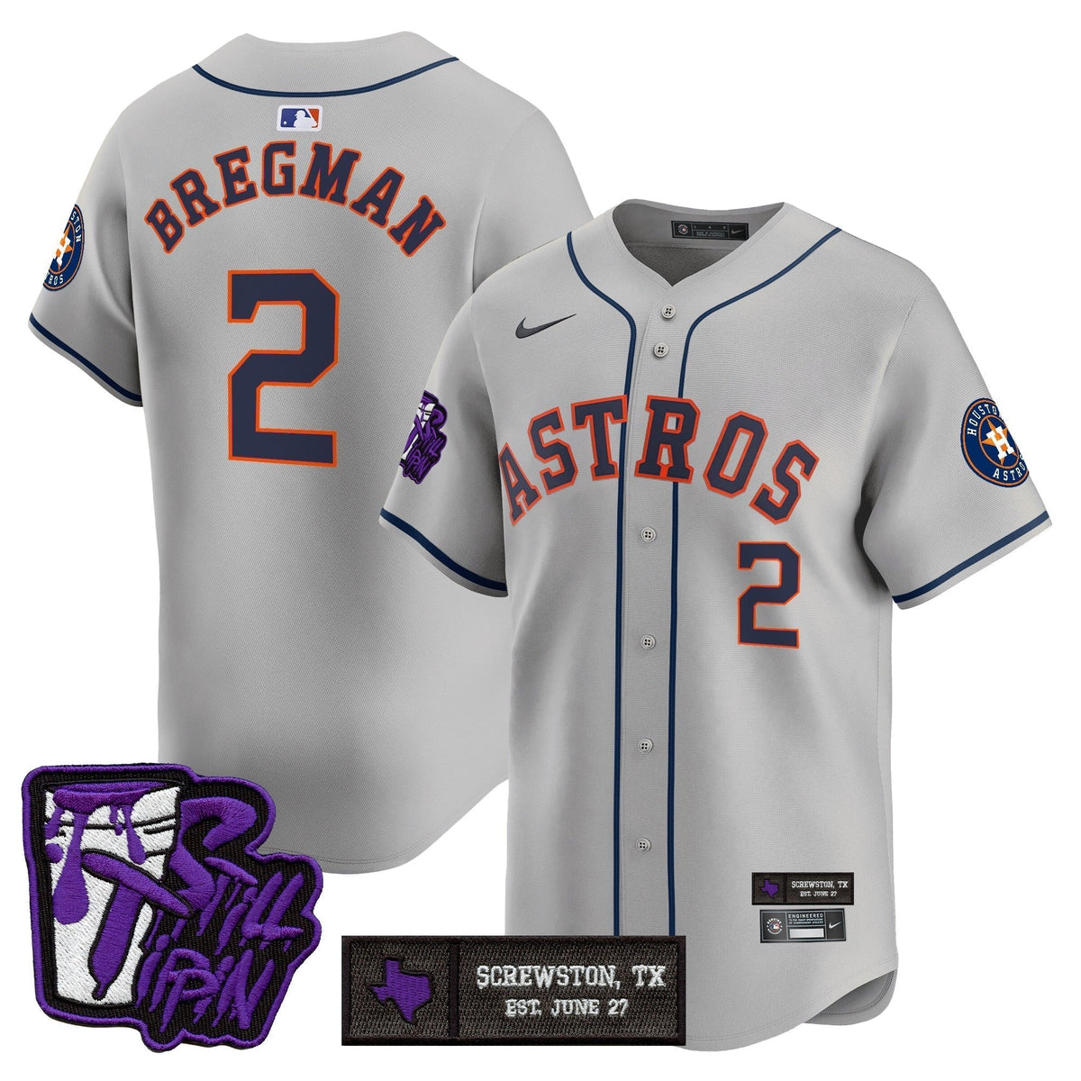 Men's Houston Astros DJ Screw Still Tippin Purple Patch Vapor Premier Limited Jersey - All Stitched