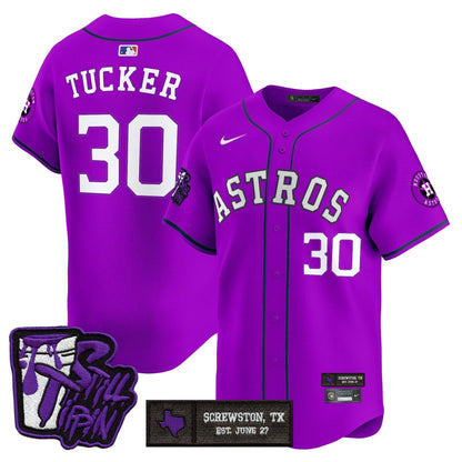 Men's Houston Astros DJ Screw Still Tippin Purple Patch Vapor Premier Limited Jersey - All Stitched