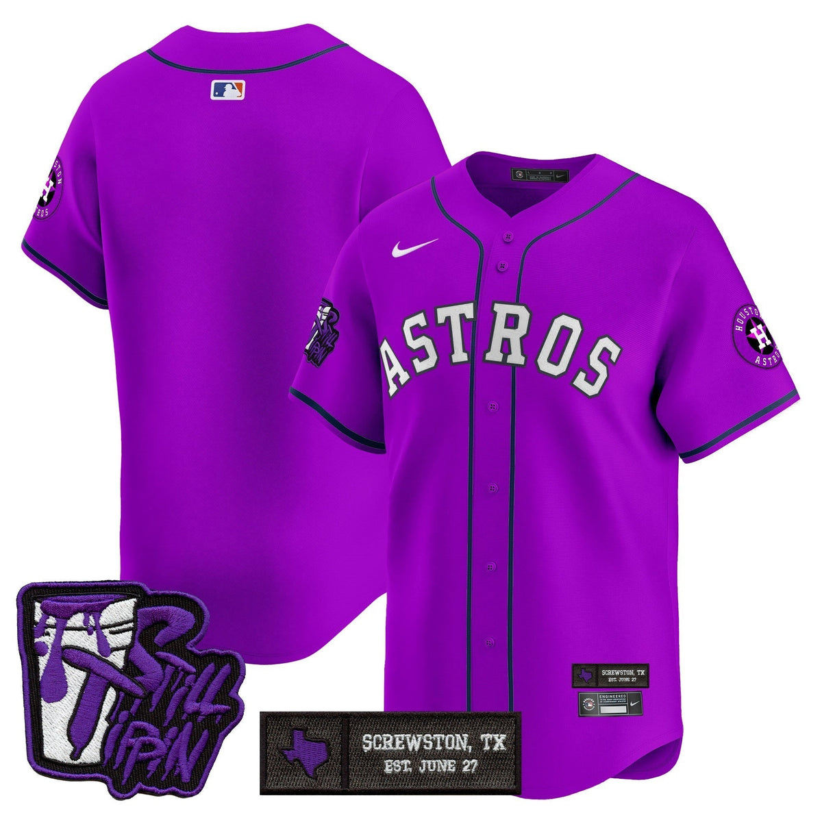 Men's Houston Astros DJ Screw Still Tippin Purple Patch Vapor Premier Limited Jersey - All Stitched