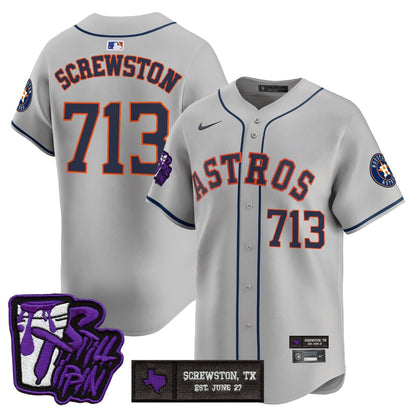 Men's Houston Astros DJ Screw Still Tippin Purple Patch Vapor Premier Limited Jersey - All Stitched