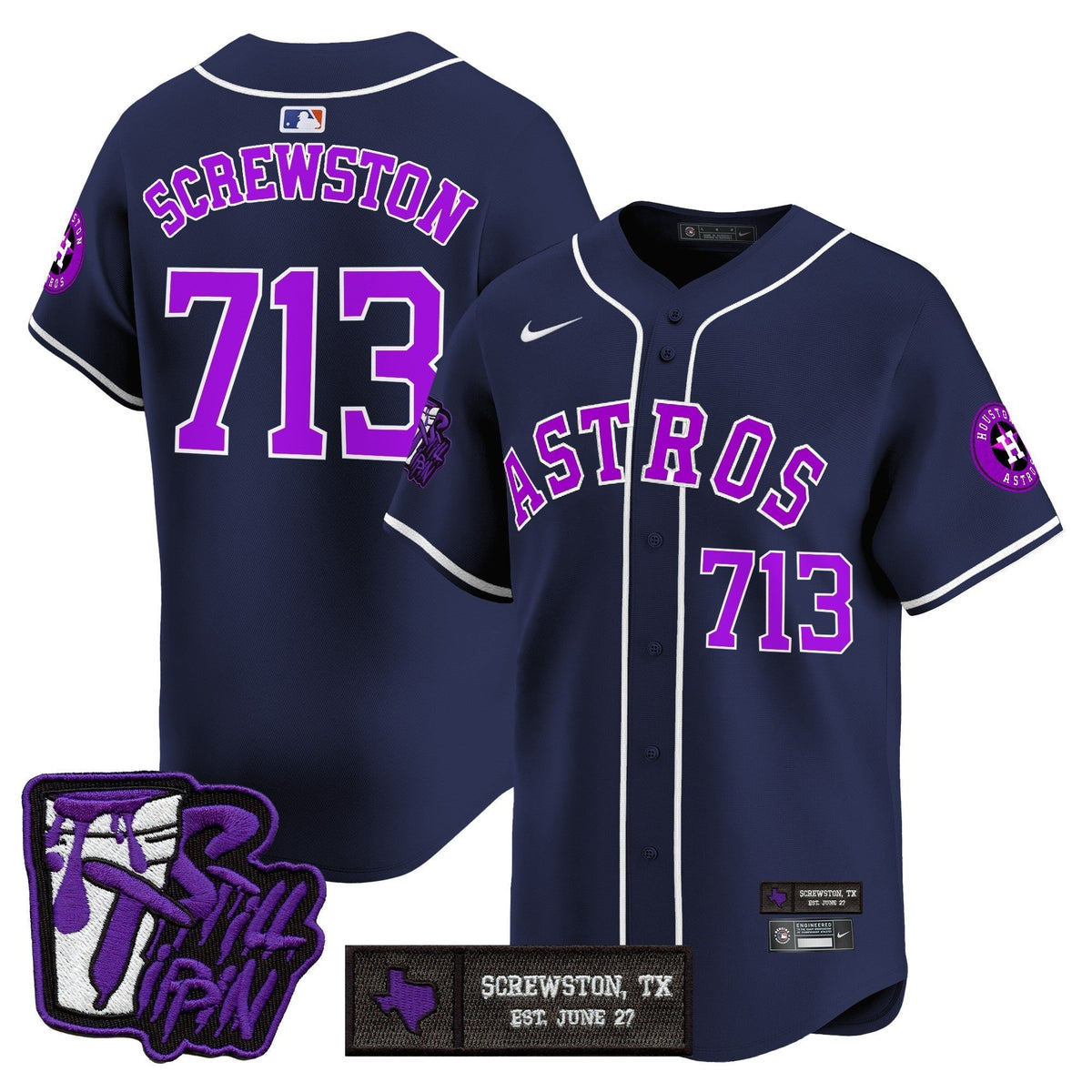Men's Houston Astros DJ Screw Still Tippin Purple Patch Vapor Premier Limited Jersey - All Stitched