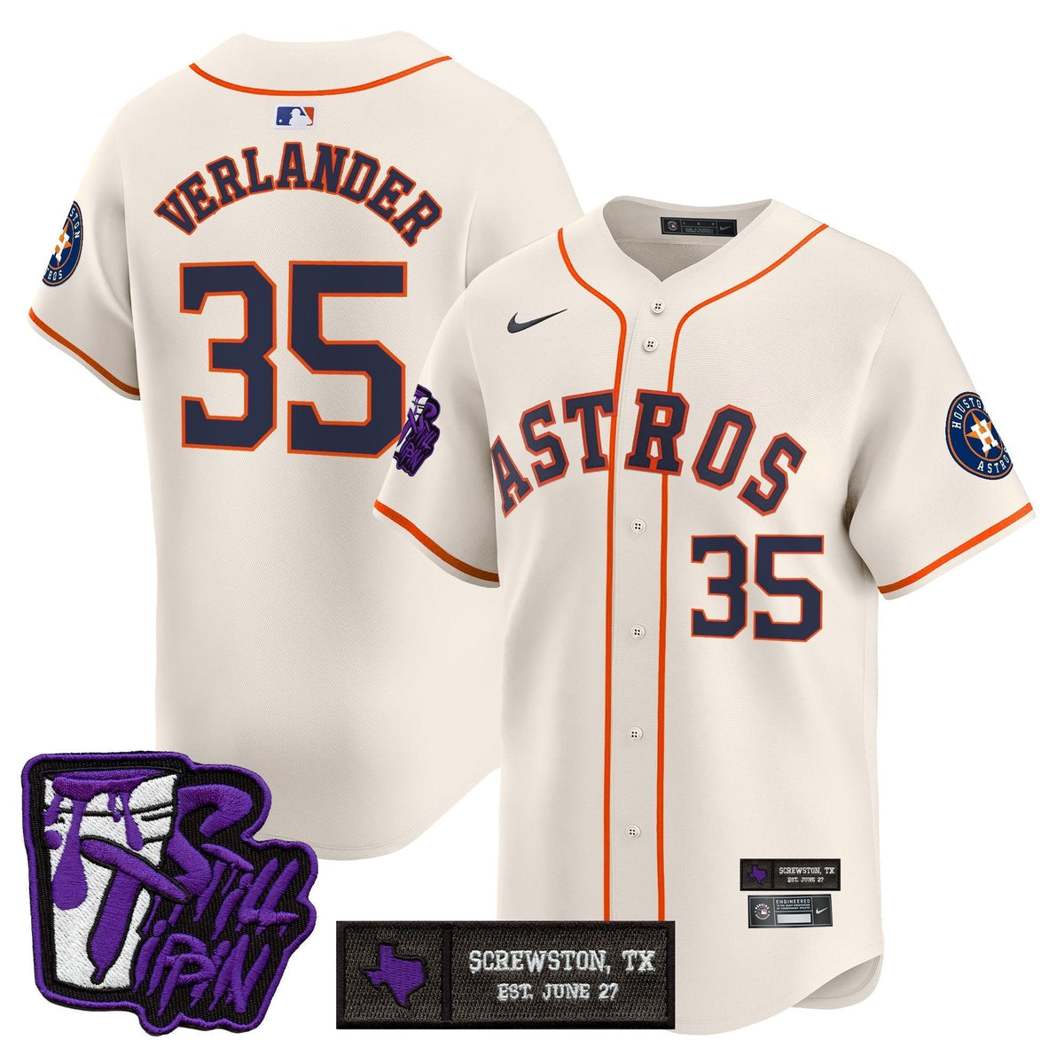 Men's Houston Astros DJ Screw Still Tippin Purple Patch Vapor Premier Limited Jersey - All Stitched