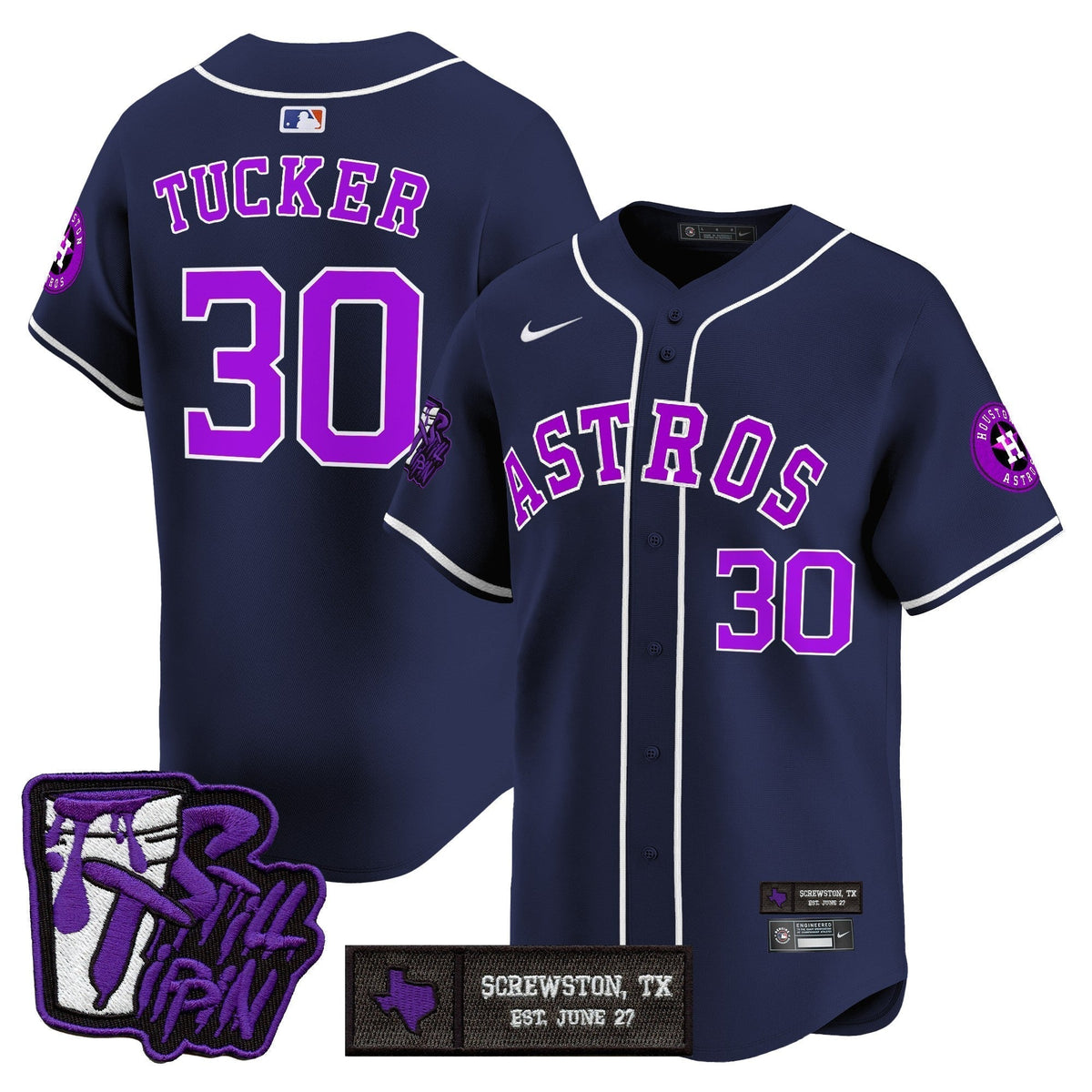 Men's Houston Astros DJ Screw Still Tippin Purple Patch Vapor Premier Limited Jersey - All Stitched