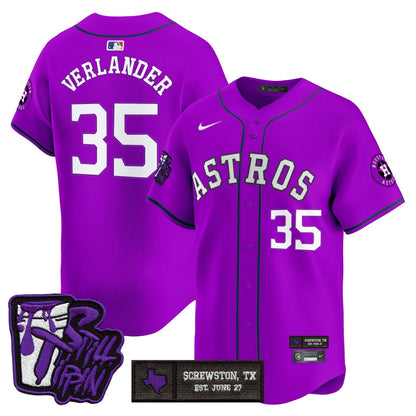 Men's Houston Astros DJ Screw Still Tippin Purple Patch Vapor Premier Limited Jersey - All Stitched