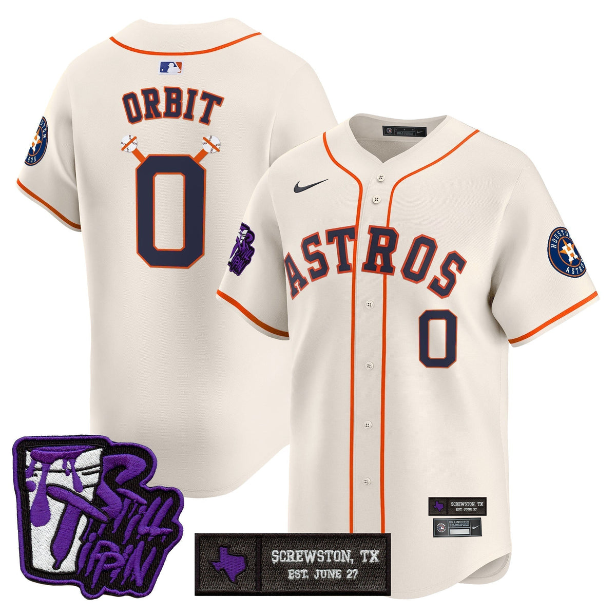 Men's Houston Astros DJ Screw Still Tippin Purple Patch Vapor Premier Limited Jersey - All Stitched