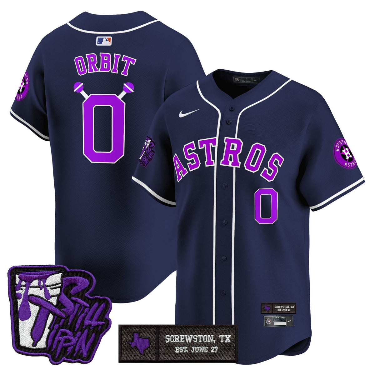 Men's Houston Astros DJ Screw Still Tippin Purple Patch Vapor Premier Limited Jersey - All Stitched