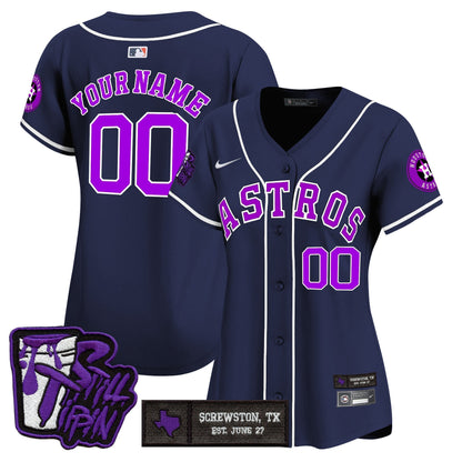 Houston Astros DJ Screw Still Tippin Purple Patch Vapor Premier Limited Custom Jersey - Stitched
