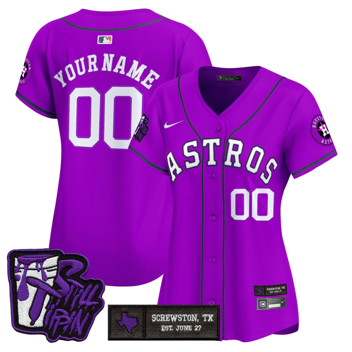 Houston Astros DJ Screw Still Tippin Purple Patch Vapor Premier Limited Custom Jersey - Stitched