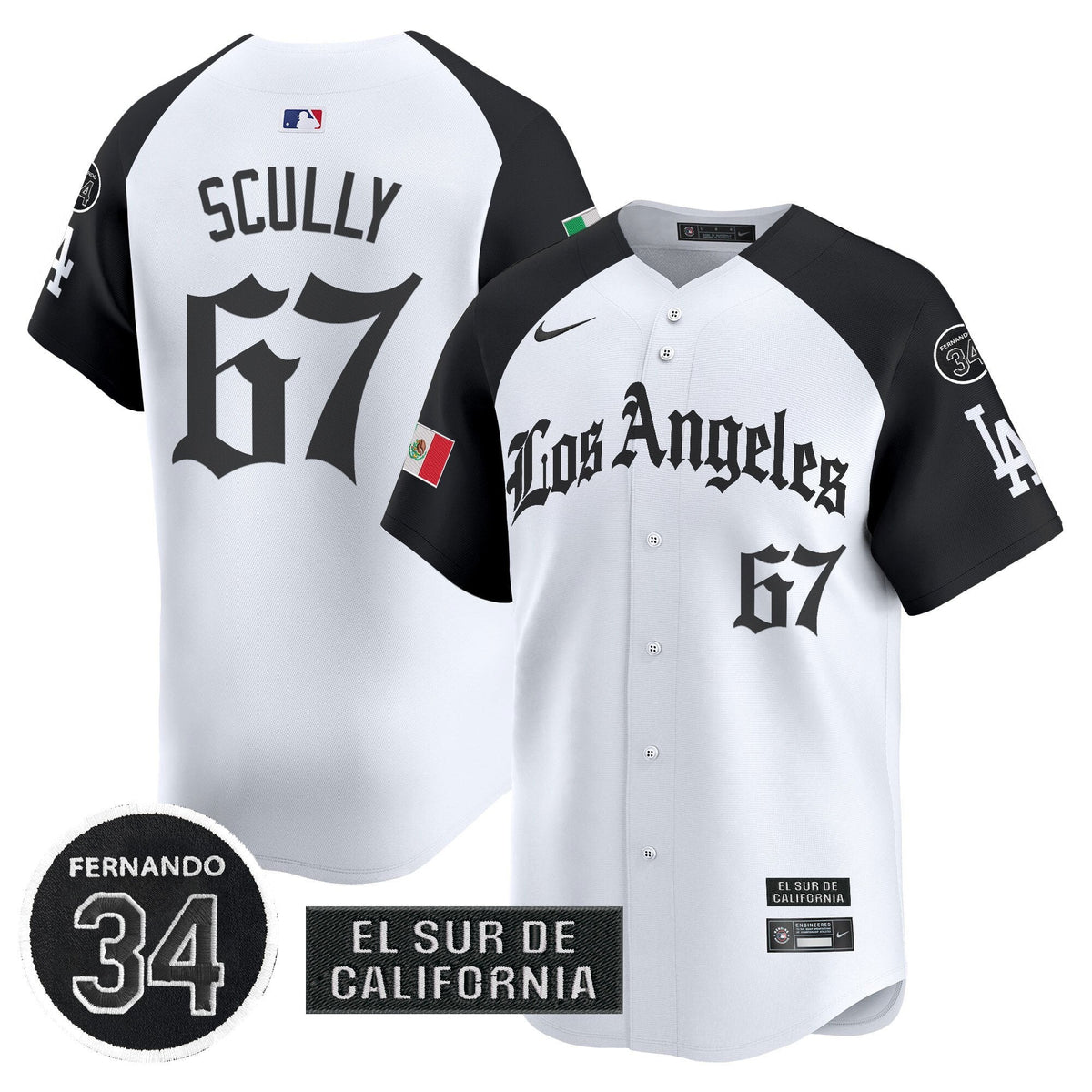 Men's Dodgers Mexico 2025 LA Gothic Style Patch Vapor Premier Limited Jersey - All Stitched