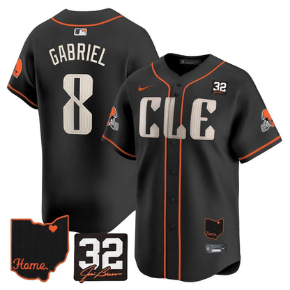 Men's Browns #32 Jim Brown Memorial & Home Patch Vapor Premier Limited Jersey - All Stitched