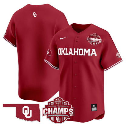 Men's Size - Oklahoma Sooners 2025 SEC Softball Conference Tournament Champions Patch Vapor Premier Limited Jersey - All Stitched