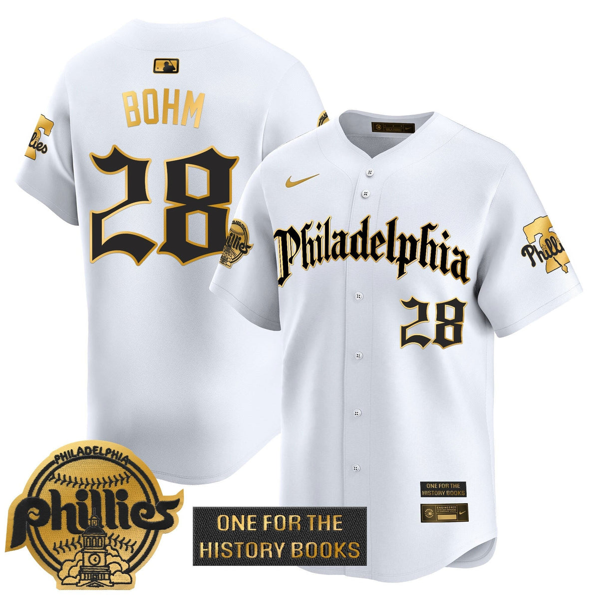 Phillies 'Retro Newspaper Edition' Gold Vapor Premier Limited Jersey - All Stitched