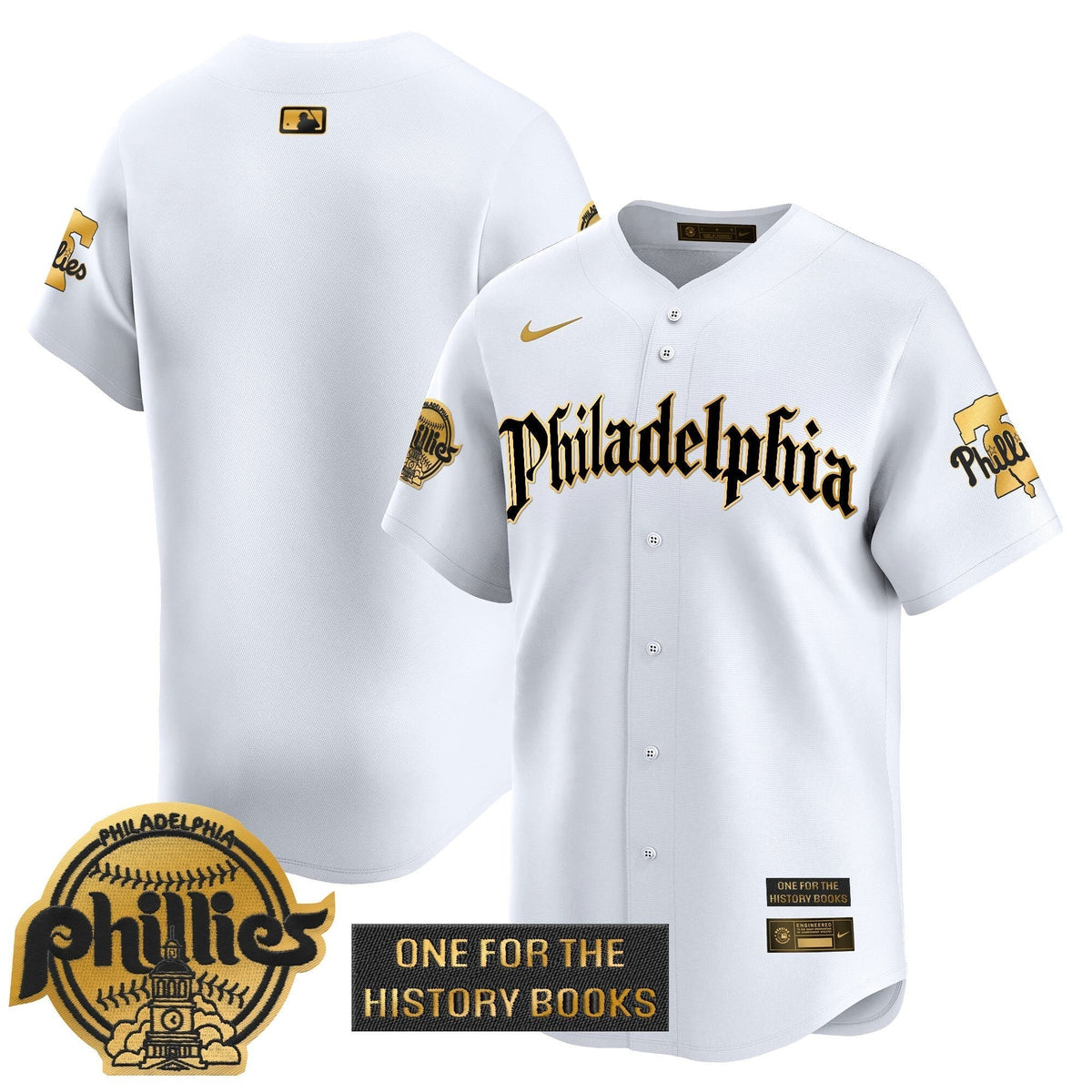 Men's Phillies 'Retro Newspaper Edition' Gold Vapor Premier Limited Jersey - All Stitched