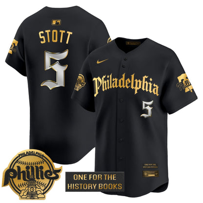 Men's Phillies 'Retro Newspaper Edition' Gold Vapor Premier Limited Jersey - All Stitched