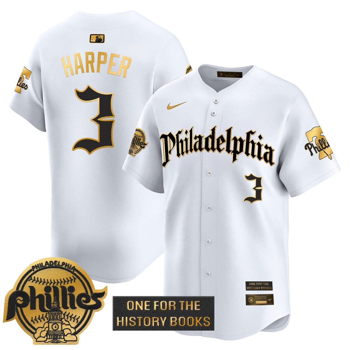 Men's Phillies 'Retro Newspaper Edition' Gold Vapor Premier Limited Jersey - All Stitched